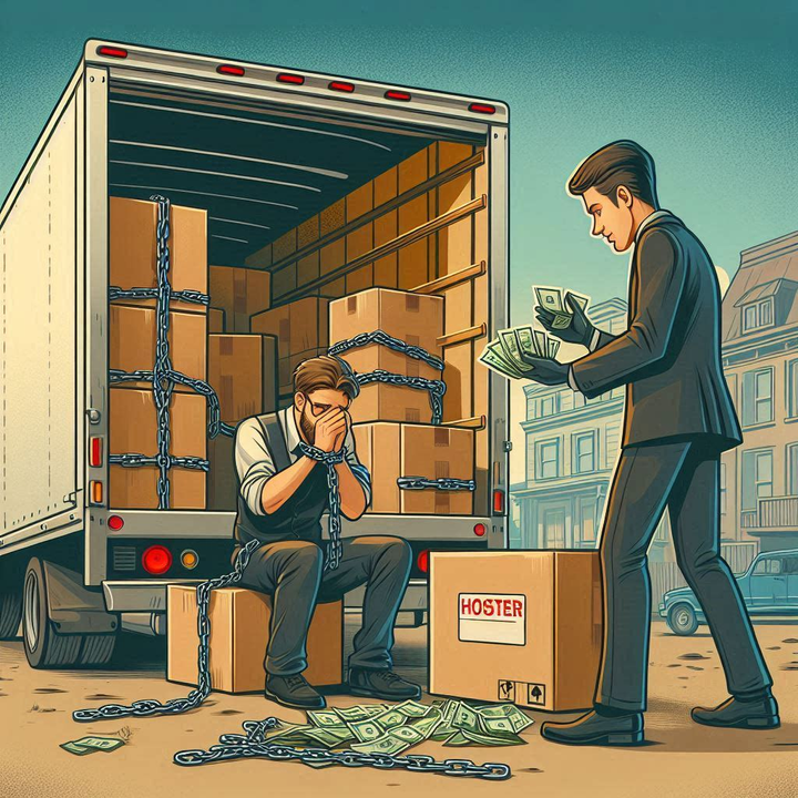 an image of a customer getting a shake down from a moving company for more money